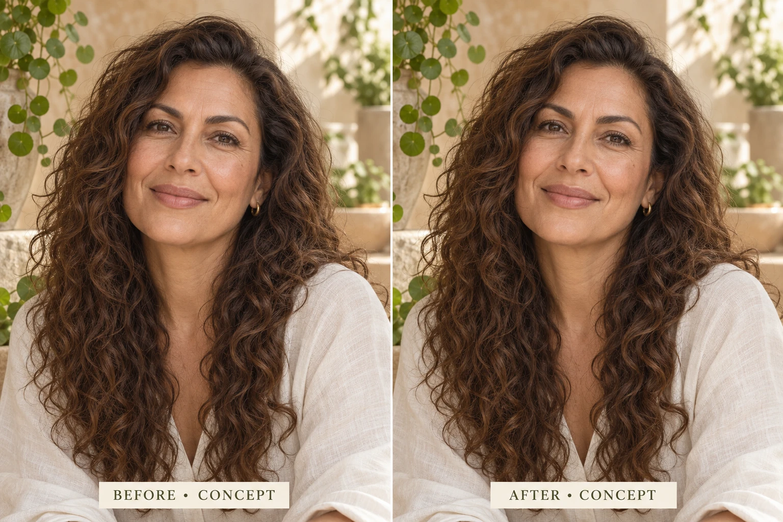 Brahmi Powder illustrative before-and-after concept, not actual customer results
