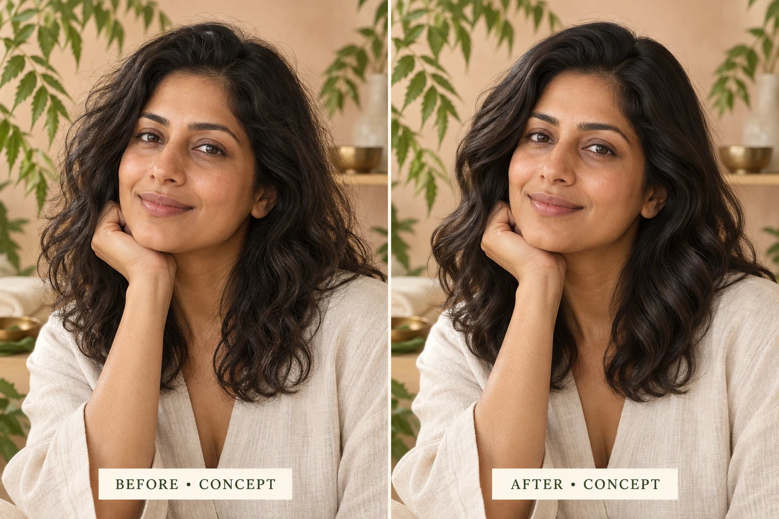 Neem Leaves Powder illustrative before-and-after concept, not actual customer results